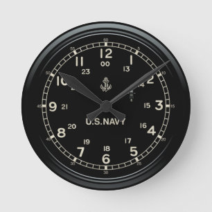 Retro U.S. NAVY Clock imitation Ronde Klok