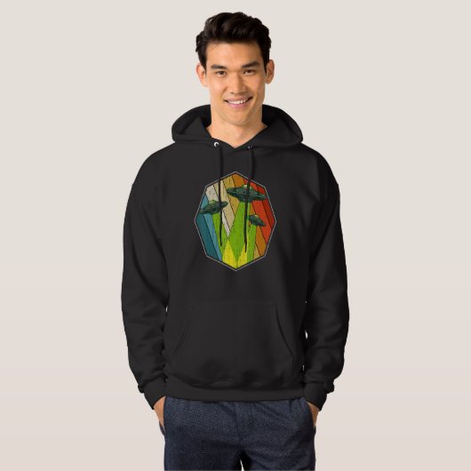 Retro UFO Abductie Sci Fi Extraterrestrial UFO Hoodie (Voorkant volledig)