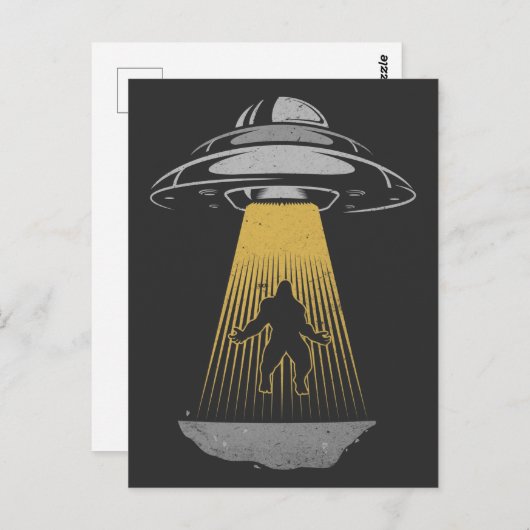 Retro UFO Alien Abduction Bigfoot ruimteschip Briefkaart (Voorkant / Achterkant)