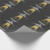 Retro UFO Alien Abduction Bigfoot ruimteschip Cadeaupapier (Hoek)