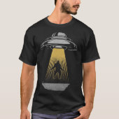 Retro UFO Alien Abduction Bigfoot ruimteschip T-shirt (Voorkant)