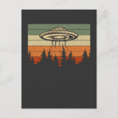 Retro UFO Alien Abduction Forest Spaceship Briefkaart (Voorkant)