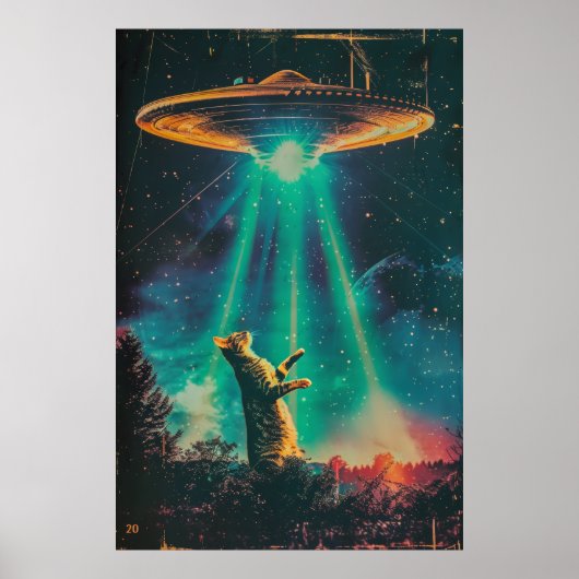 Retro UFO Alien Poster -  Sci-Fi Art Print (Voorkant)