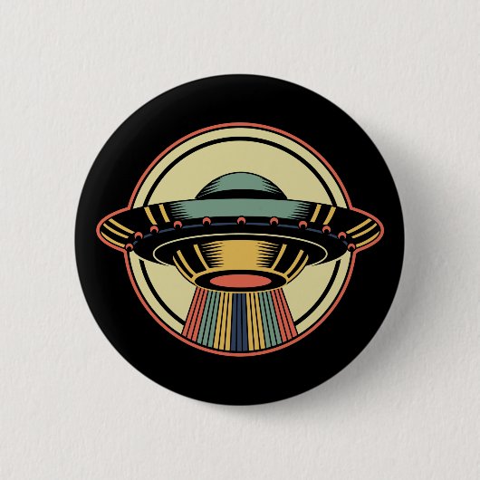 Retro UFO Alien Ronde Button 5,7 Cm (Voorkant)
