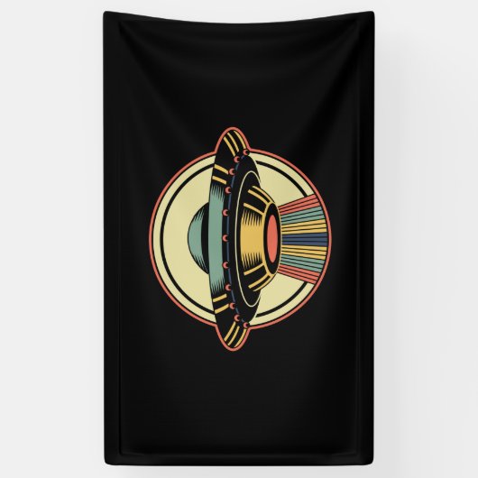 Retro UFO Alien Spandoek (Verticaal)