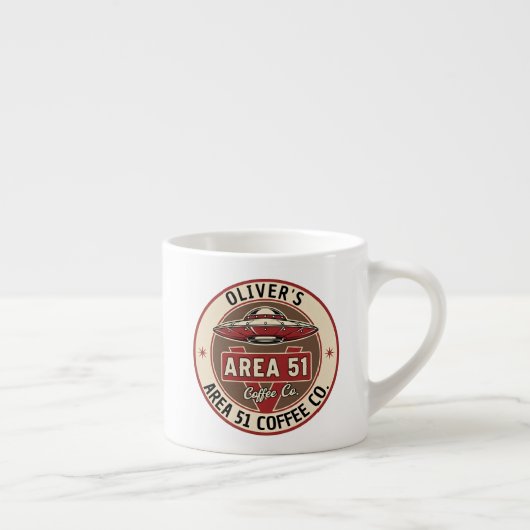 Retro UFO Area 51 Coffee Diner Badge Espresso Kop (Rechts)