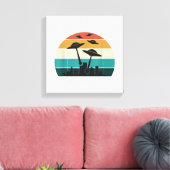 Retro UFO Attack Sunset - Cool Vliegende Sauc Canvas Afdruk (Insitu (Woonkamer))