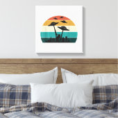 Retro UFO Attack Sunset - Cool Vliegende Sauc Canvas Afdruk (Insitu (Slaapkamer))