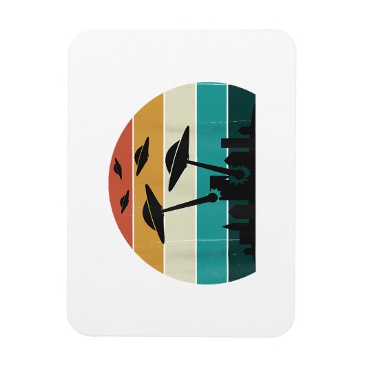 Retro UFO Attack Sunset - Cool Vliegende Sauc Magneet (Verticaal)