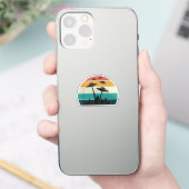 Retro UFO Attack Sunset - Cool Vliegende Sauc Sticker (Telefoon)