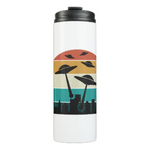 Retro UFO Attack Sunset - Cool Vliegende Sauc Thermosbeker
