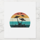 Retro UFO Attack Sunset - Cool Vliegende Sauc Wijn Etiket (Enkel label)