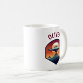Retro UFO bij zonsondergang gepersonaliseerd Koffiemok (Voorkant rechts)