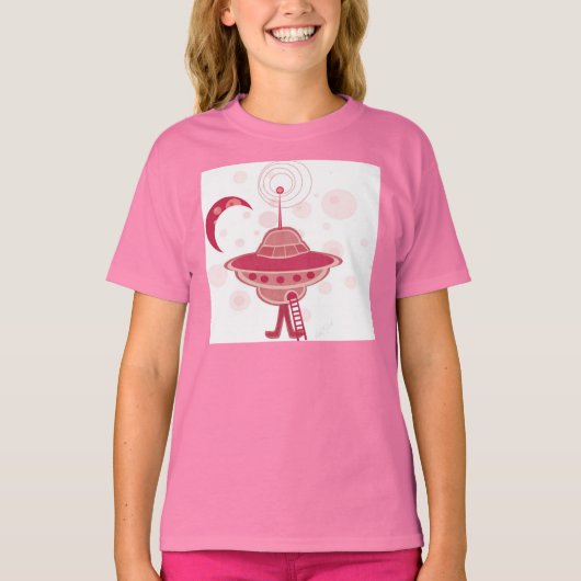 Retro UFO Girl T-shirt (Voorkant)