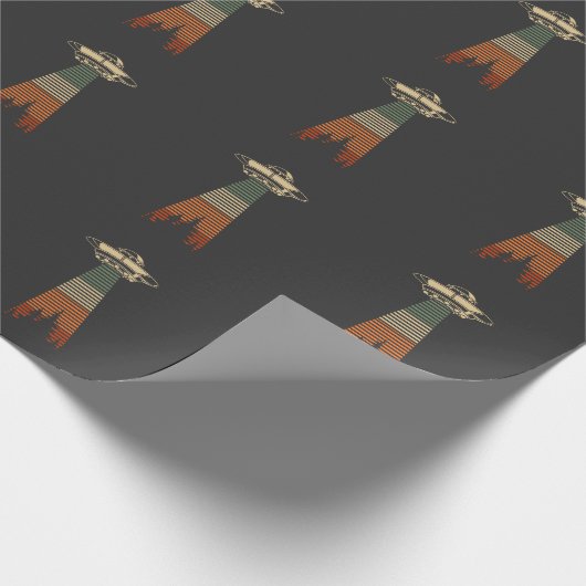Retro UFO-onderbreking Alien-ruimteschip Cadeaupapier (Hoek)