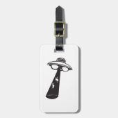 Retro UFO Ontvoering Grafische Alien Sci-Fi Bagagelabel (Voorkant verticaal)