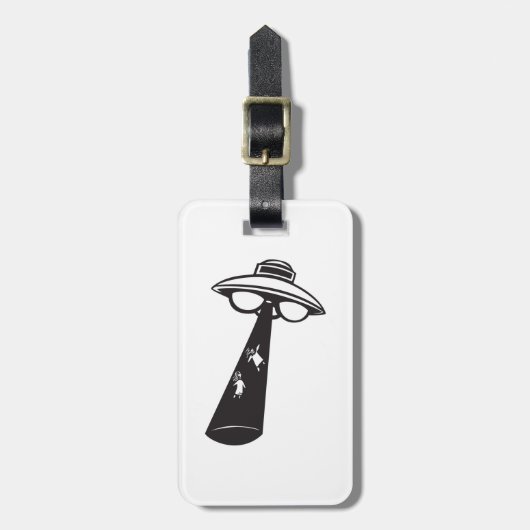 Retro UFO Ontvoering Grafische Alien Sci-Fi Bagagelabel (Voorkant verticaal)