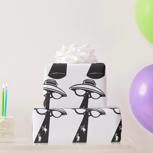 Retro UFO Ontvoering Grafische Alien Sci-Fi Cadeaupapier