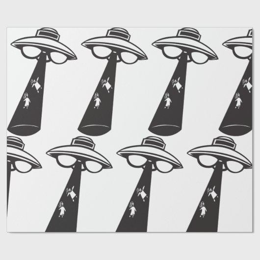 Retro UFO Ontvoering Grafische Alien Sci-Fi Cadeaupapier (Vlak)