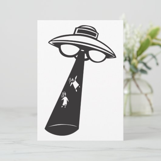 Retro UFO Ontvoering Grafische Alien Sci-Fi Kaart (Staand voorkant)