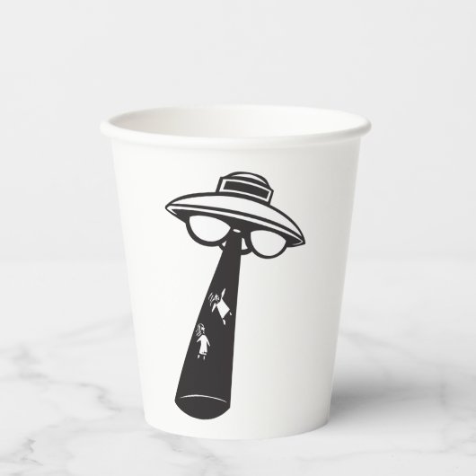 Retro UFO Ontvoering Grafische Alien Sci-Fi Papieren Bekers (Voorkant)