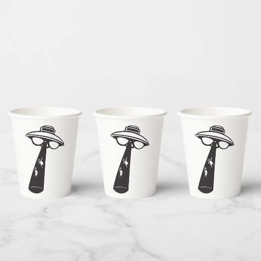 Retro UFO Ontvoering Grafische Alien Sci-Fi Papieren Bekers