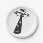 Retro UFO Ontvoering Grafische Alien Sci-Fi Papieren Bordje (Voorkant)