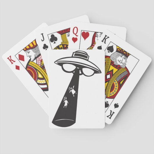 Retro UFO Ontvoering Grafische Alien Sci-Fi Pokerkaarten (Achterkant)