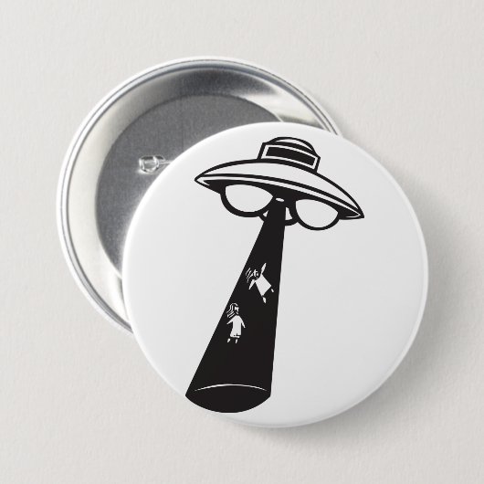 Retro UFO Ontvoering Grafische Alien Sci-Fi Ronde Button 7,6 Cm (Voorkant /achterkant)