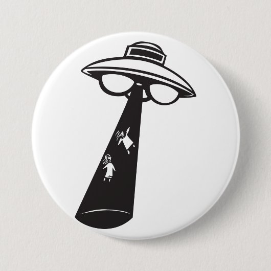 Retro UFO Ontvoering Grafische Alien Sci-Fi Ronde Button 7,6 Cm (Voorkant)