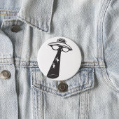 Retro UFO Ontvoering Grafische Alien Sci-Fi Ronde Button 7,6 Cm