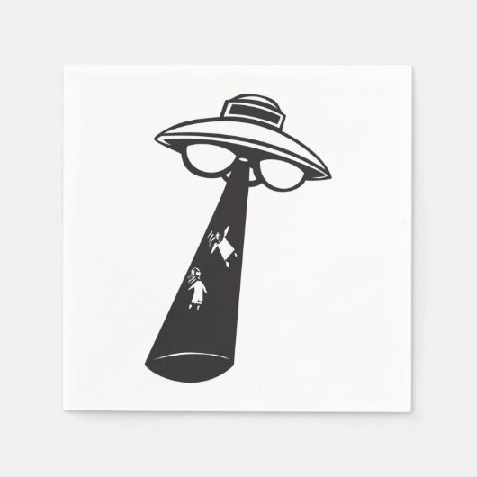 Retro UFO Ontvoering Grafische Alien Sci-Fi Servet (Voorkant)