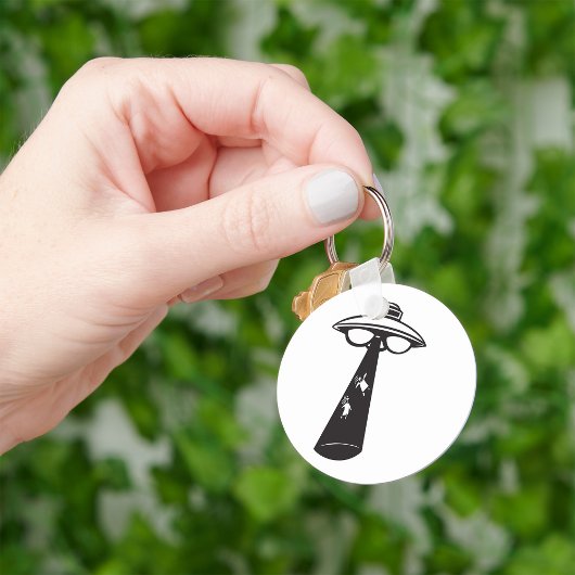Retro UFO Ontvoering Grafische Alien Sci-Fi Sleutelhanger