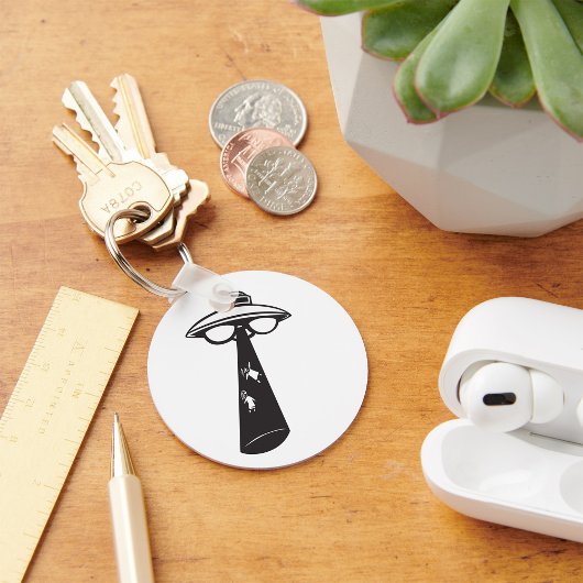 Retro UFO Ontvoering Grafische Alien Sci-Fi Sleutelhanger