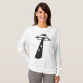 Retro UFO Ontvoering Grafische Alien Sci-Fi T-shirt (Voorkant volledig)