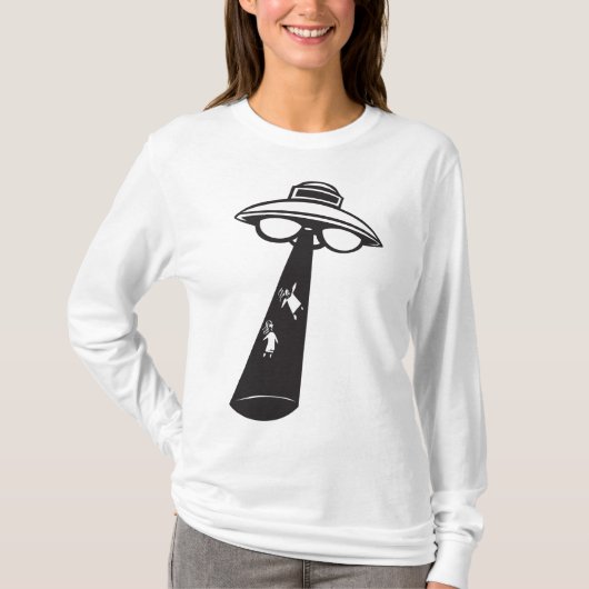 Retro UFO Ontvoering Grafische Alien Sci-Fi T-shirt (Voorkant)