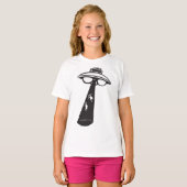 Retro UFO Ontvoering Grafische Alien Sci-Fi T-shirt (Voorkant volledig)