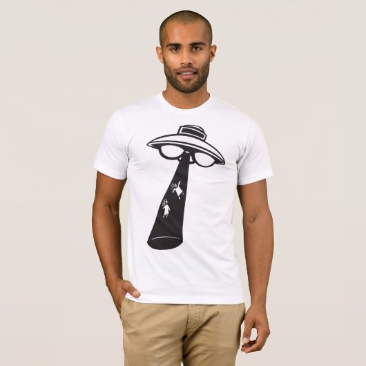 Retro UFO Ontvoering Grafische Alien Sci-Fi T-shirt (Voorkant volledig)