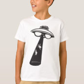 Retro UFO Ontvoering Grafische Alien Sci-Fi T-shirt (Voorkant)