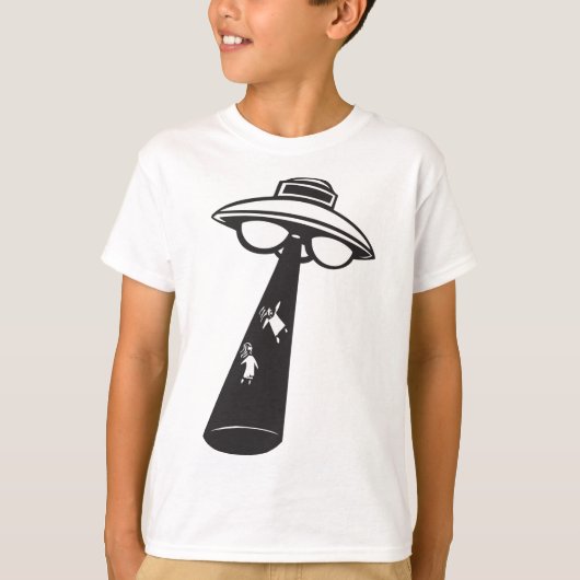 Retro UFO Ontvoering Grafische Alien Sci-Fi T-shirt (Voorkant)