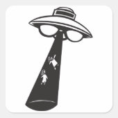 Retro UFO Ontvoering Grafische Alien Sci-Fi Vierkante Sticker (Voorkant)