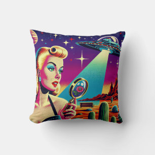 Retro UFO Pin-Up T-Shirt Kussen