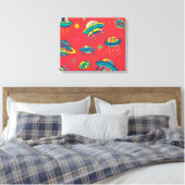 Retro UFO Space Invaders Canvas Afdruk (Insitu (Slaapkamer))