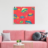 Retro UFO Space Invaders Canvas Afdruk (Insitu (Woonkamer))