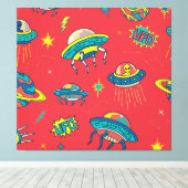 Retro UFO Space Invaders Canvas Afdruk (Insitu (Houten vloer))