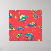 Retro UFO Space Invaders Canvas Afdruk (Voorkant)