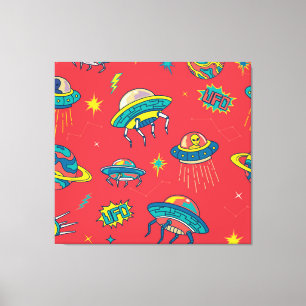 Retro UFO Space Invaders Canvas Afdruk