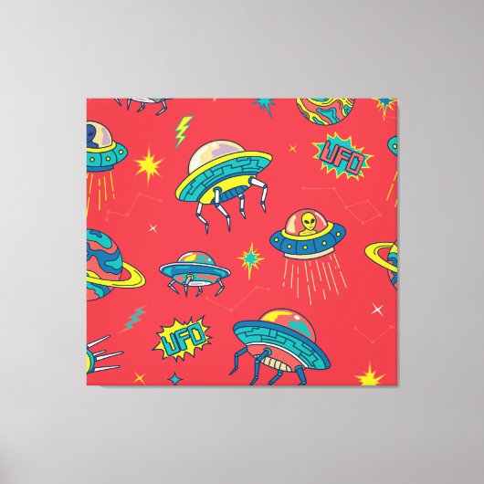 Retro UFO Space Invaders Canvas Afdruk (Voorkant)