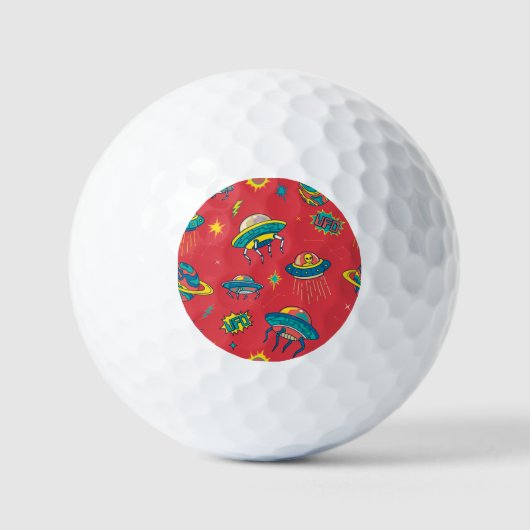 Retro UFO Space Invaders Golfballen (Voorkant)