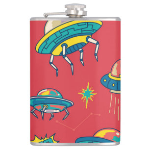 Retro UFO Space Invaders Heupfles